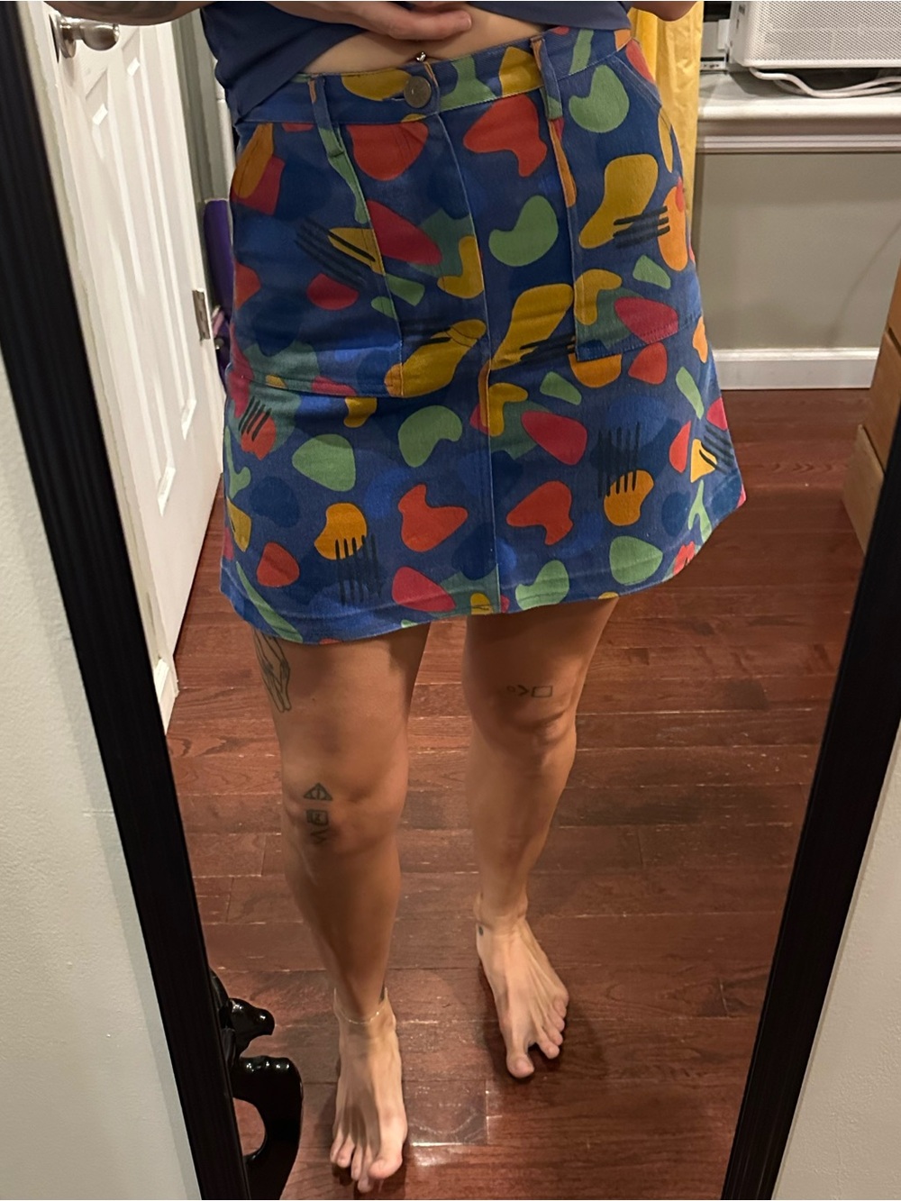 Lucy & Yak Patterned Denim Mini Skirt